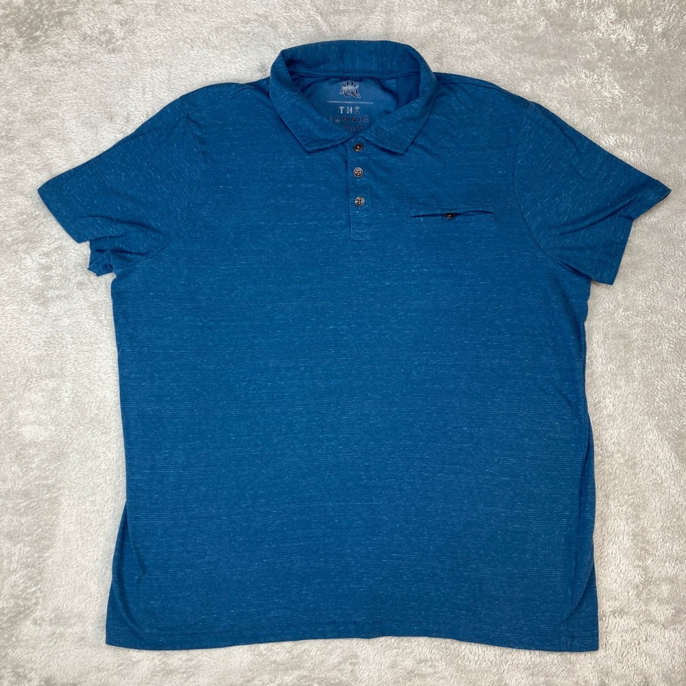 Republic The Iconic Polo Shirt Men's XL Blue Short Sleeve Button Pocket‎